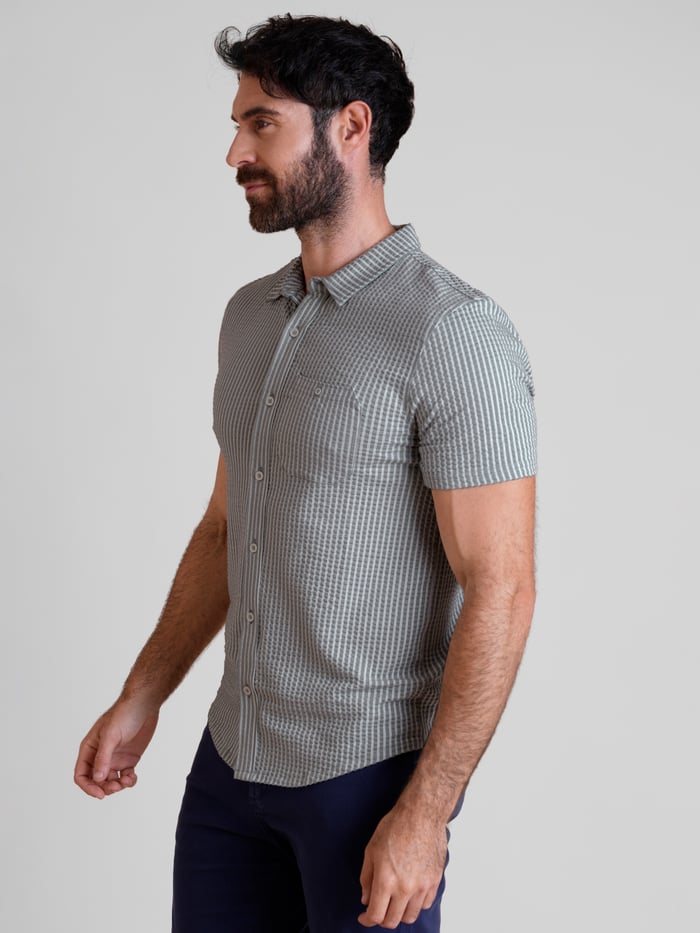 Jersey Searsucker Stripe Short Sleeve Shirt