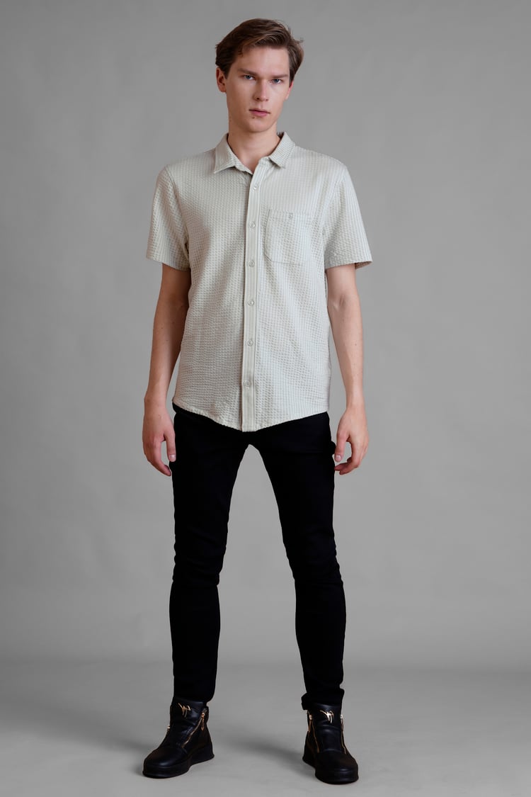 Jersey Searsucker Stripe Short Sleeve Shirt