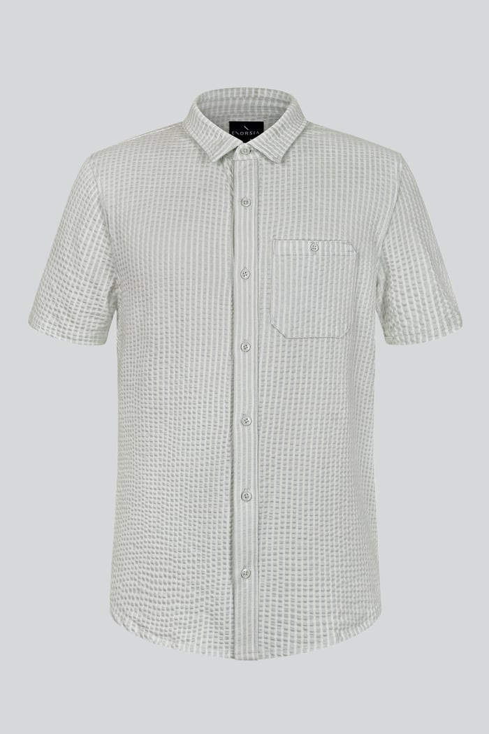 Jersey Searsucker Stripe Short Sleeve Shirt