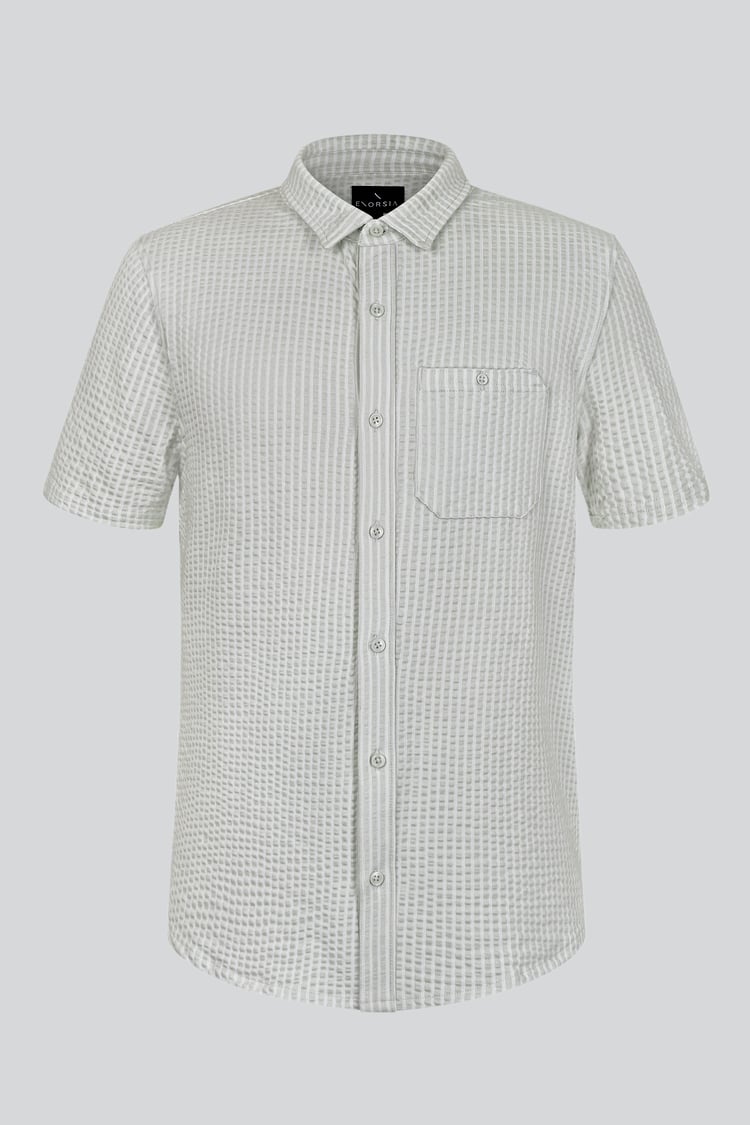 Jersey Searsucker Stripe Short Sleeve Shirt