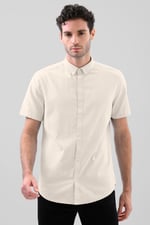 Solid Linen Blend Short Sleeve Shirt