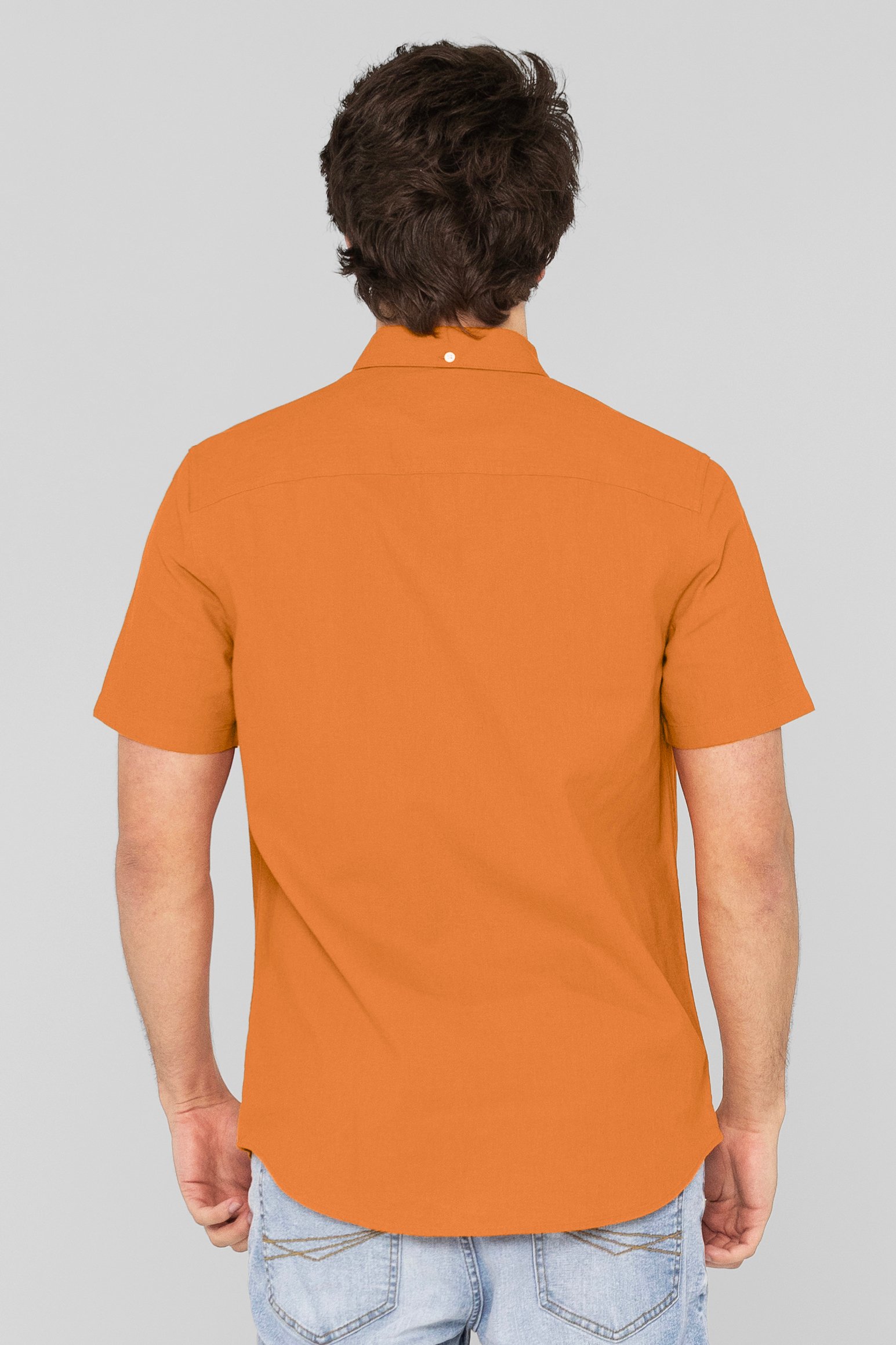 Solid Linen Blend Short Sleeve Shirt