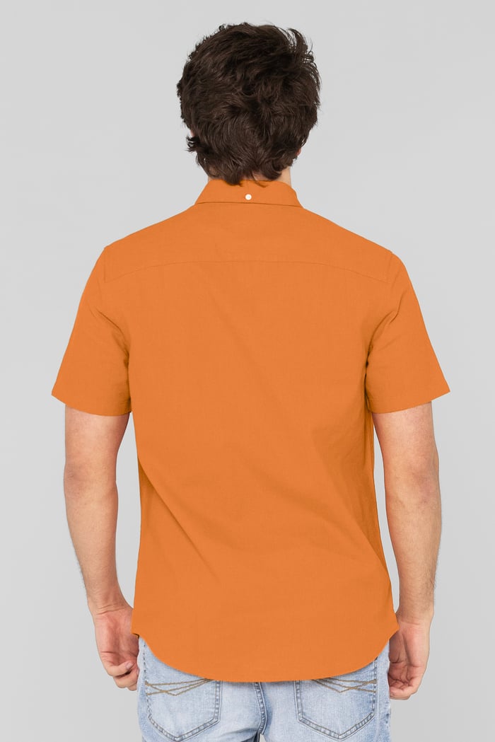 Solid Linen Blend Short Sleeve Shirt