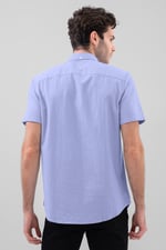 Solid Linen Blend Short Sleeve Shirt