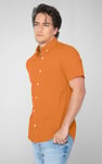 Solid Linen Blend Short Sleeve Shirt