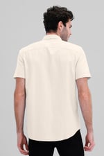 Solid Linen Blend Short Sleeve Shirt