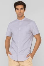 Mens Slim Fit Stand Up Collar Shirt