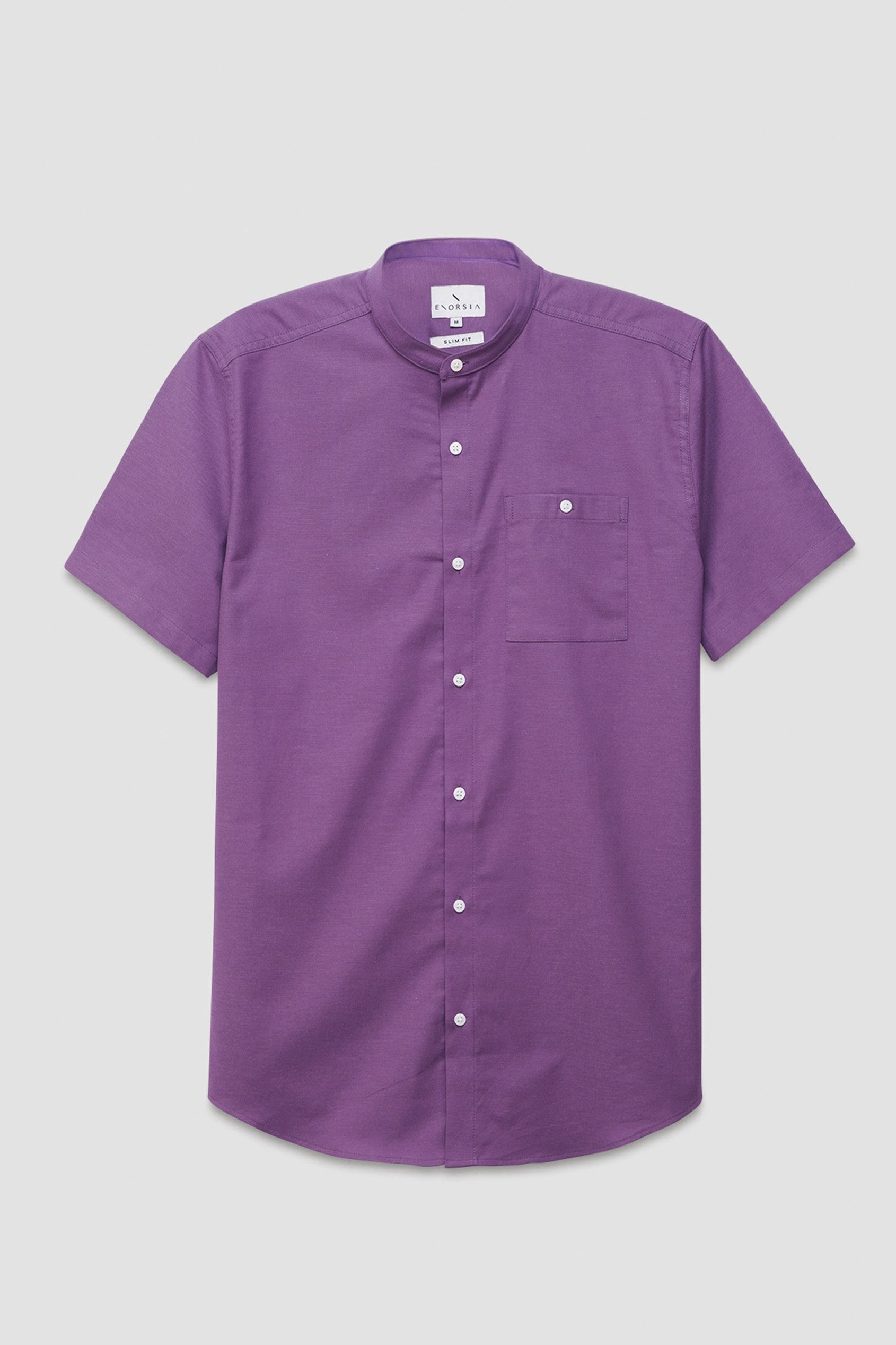 Mens Slim Fit Stand Up Collar Shirt