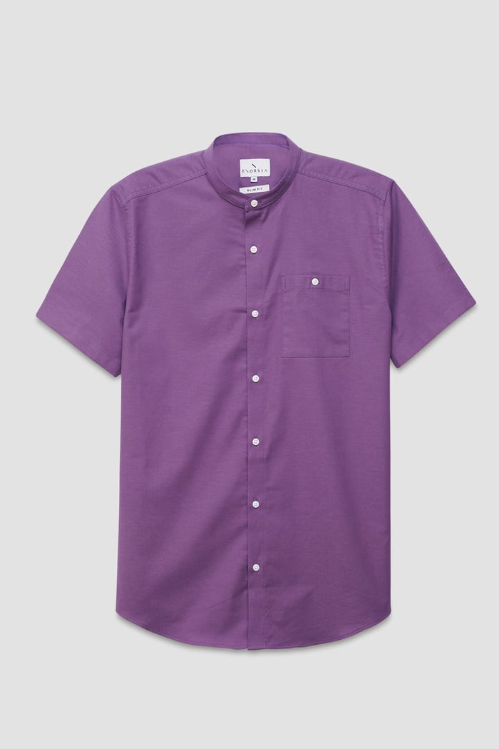 Mens Slim Fit Stand Up Collar Shirt