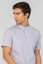 Mens Slim Fit Stand Up Collar Shirt