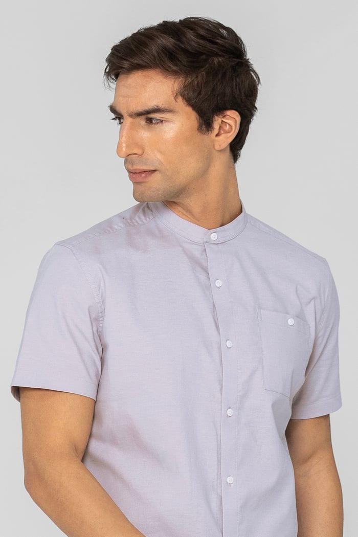 Mens Slim Fit Stand Up Collar Shirt