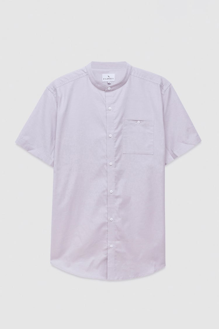 Mens Slim Fit Stand Up Collar Shirt