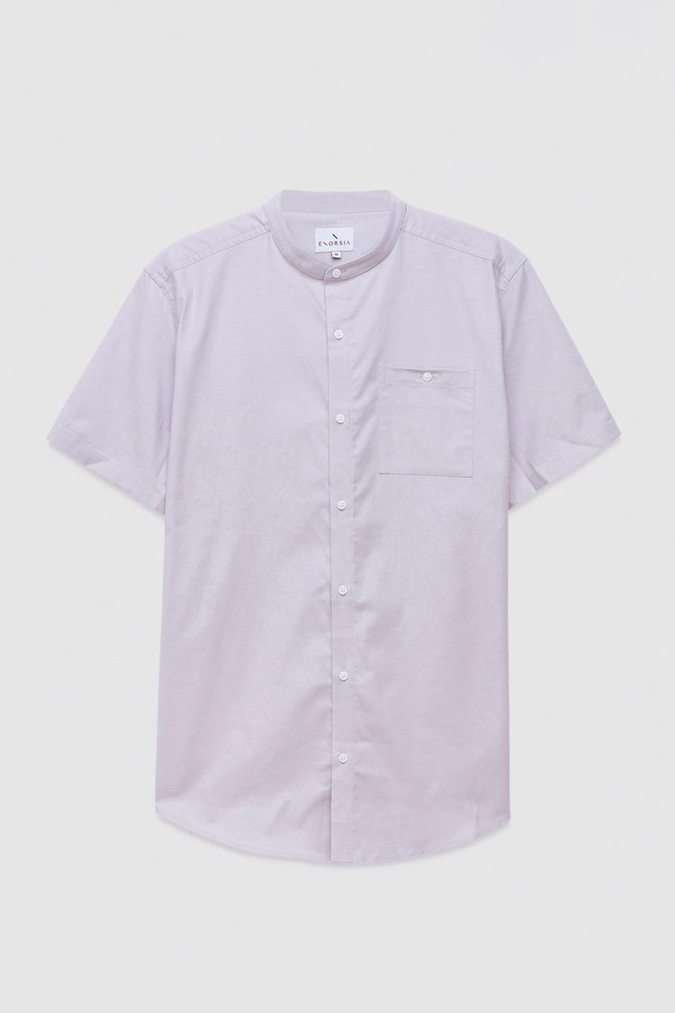 Mens Slim Fit Stand Up Collar Shirt