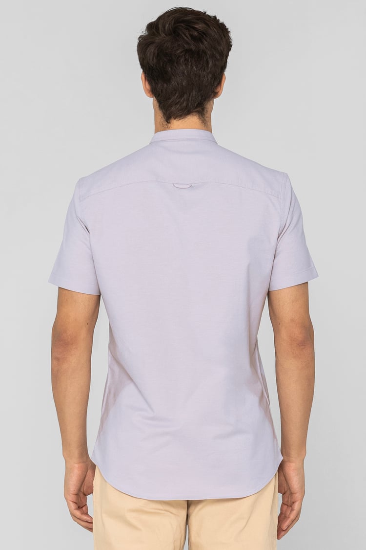 Mens Slim Fit Stand Up Collar Shirt