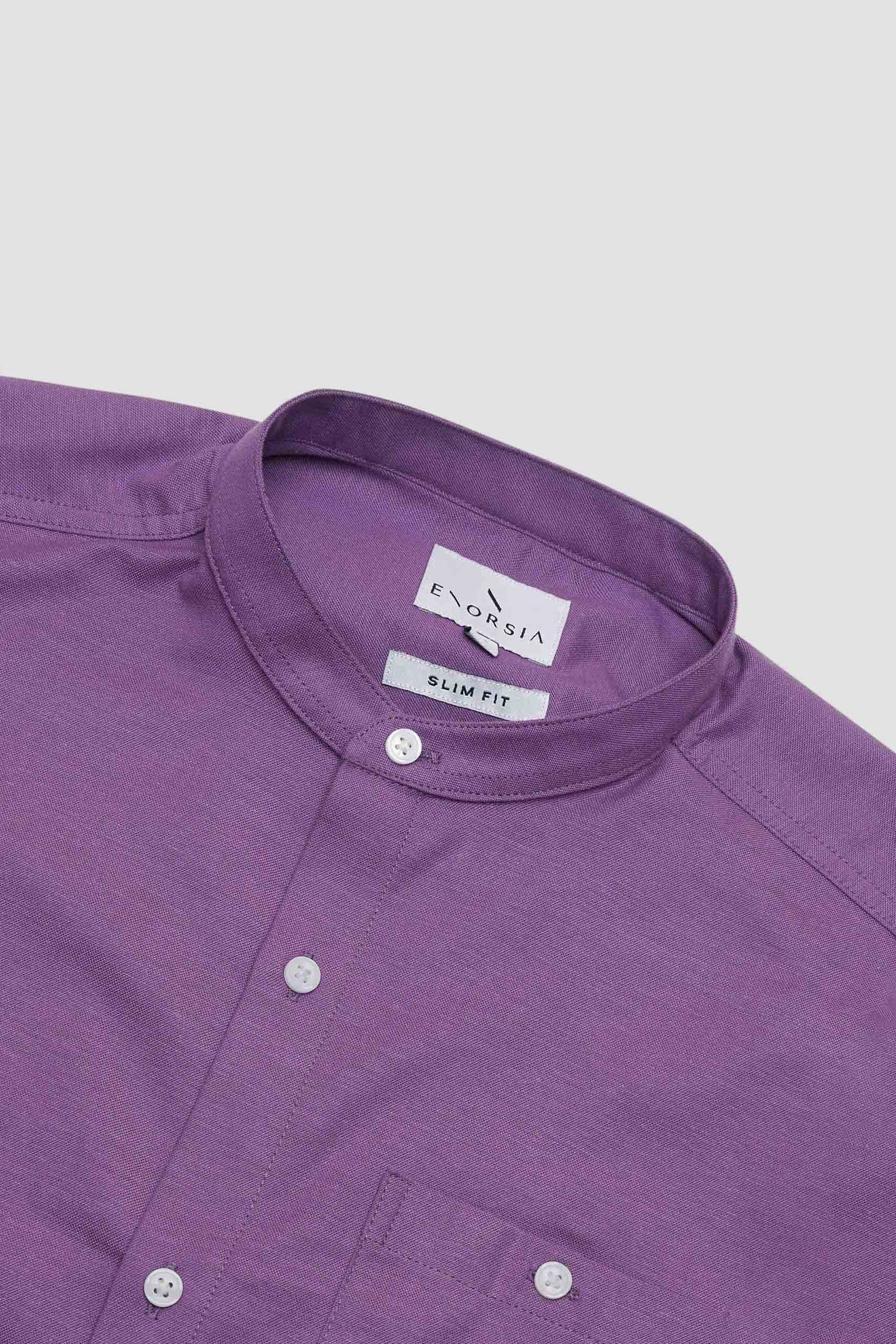 Mens Slim Fit Stand Up Collar Shirt