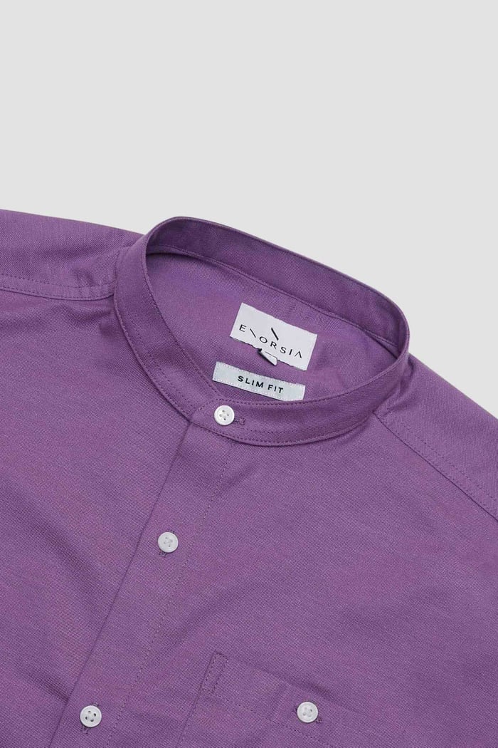 Mens Slim Fit Stand Up Collar Shirt