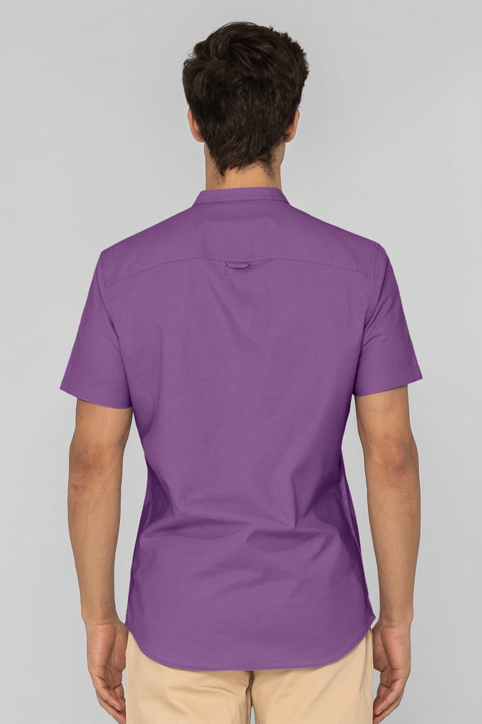 Mens Slim Fit Stand Up Collar Shirt