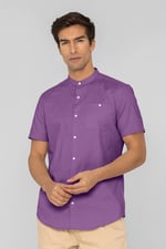 Mens Slim Fit Stand Up Collar Shirt