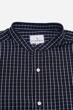 Black Check Grandad Collar Short Sleeve Shirt