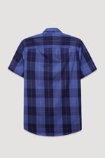 Yellow Blue Check Short Sleeve Casual Shirt