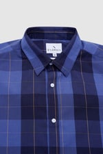Yellow Blue Check Short Sleeve Casual Shirt