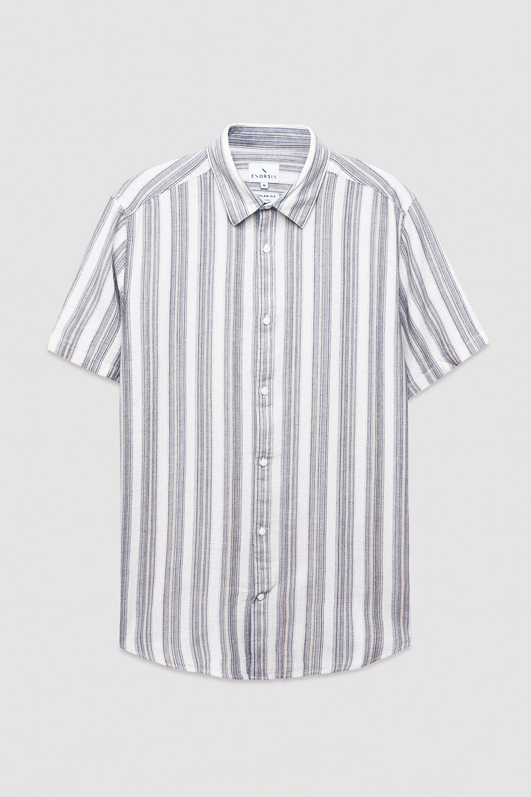 Smoke Stripe Kent Collar Short Sleeve Shirt