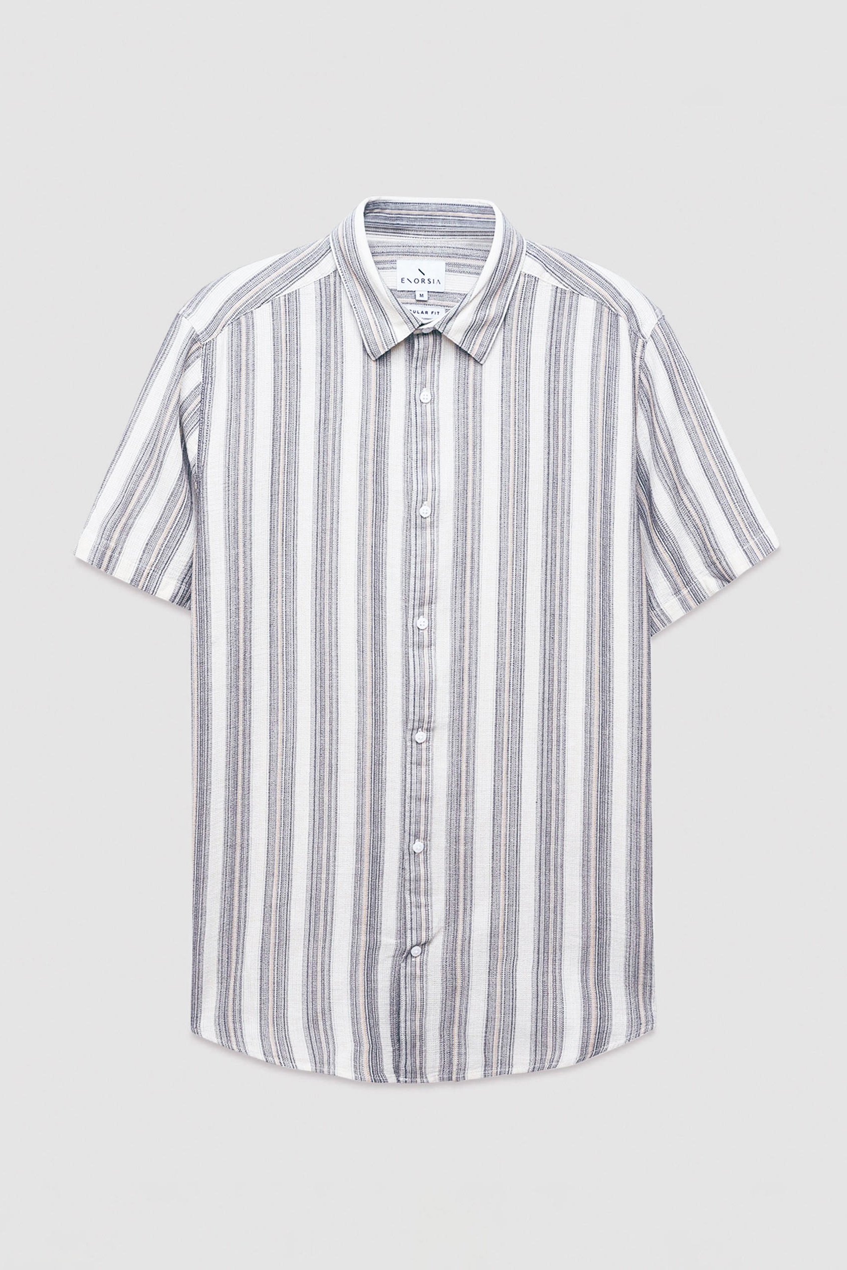 Smoke Stripe Kent Collar Short Sleeve Shirt