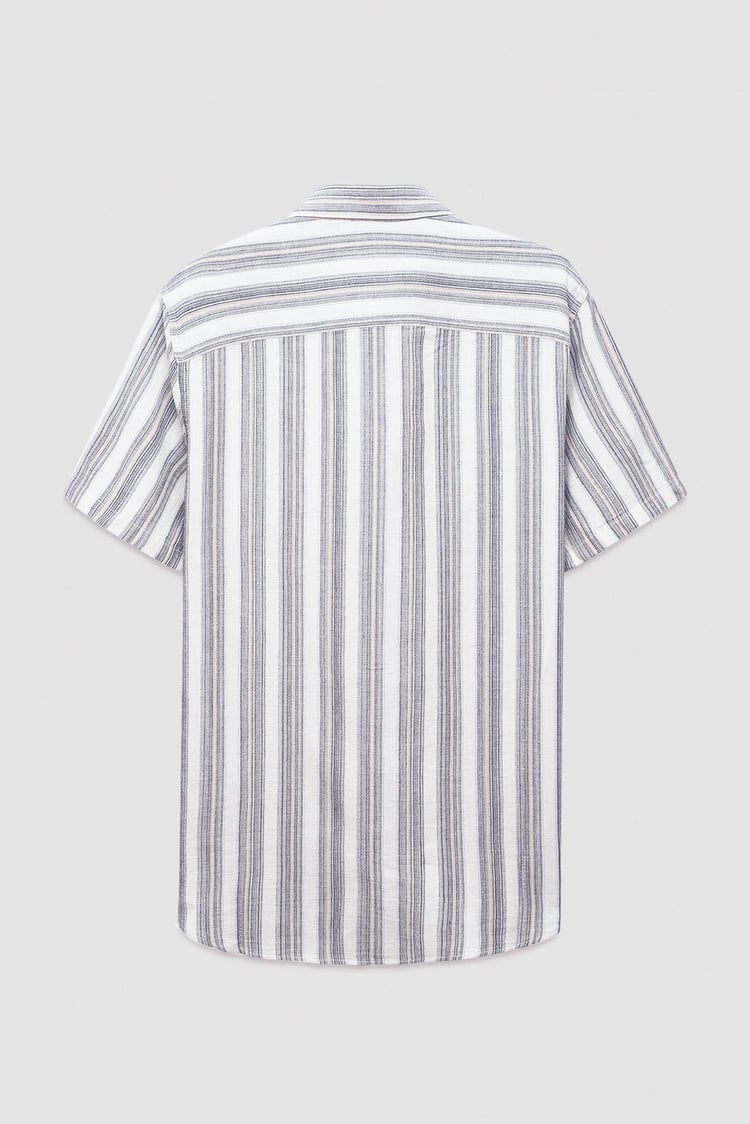 Smoke Stripe Kent Collar Short Sleeve Shirt