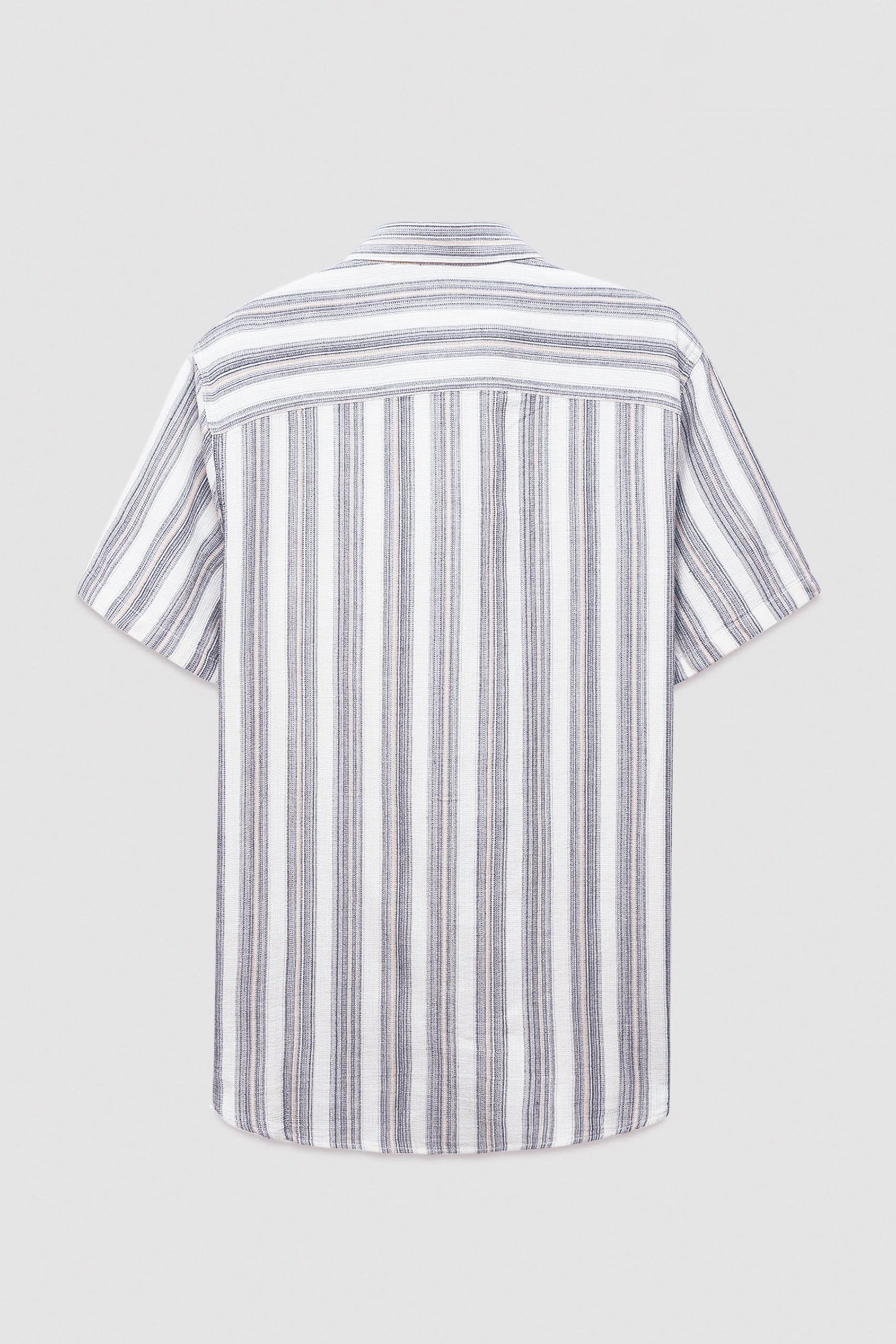 Smoke Stripe Kent Collar Short Sleeve Shirt
