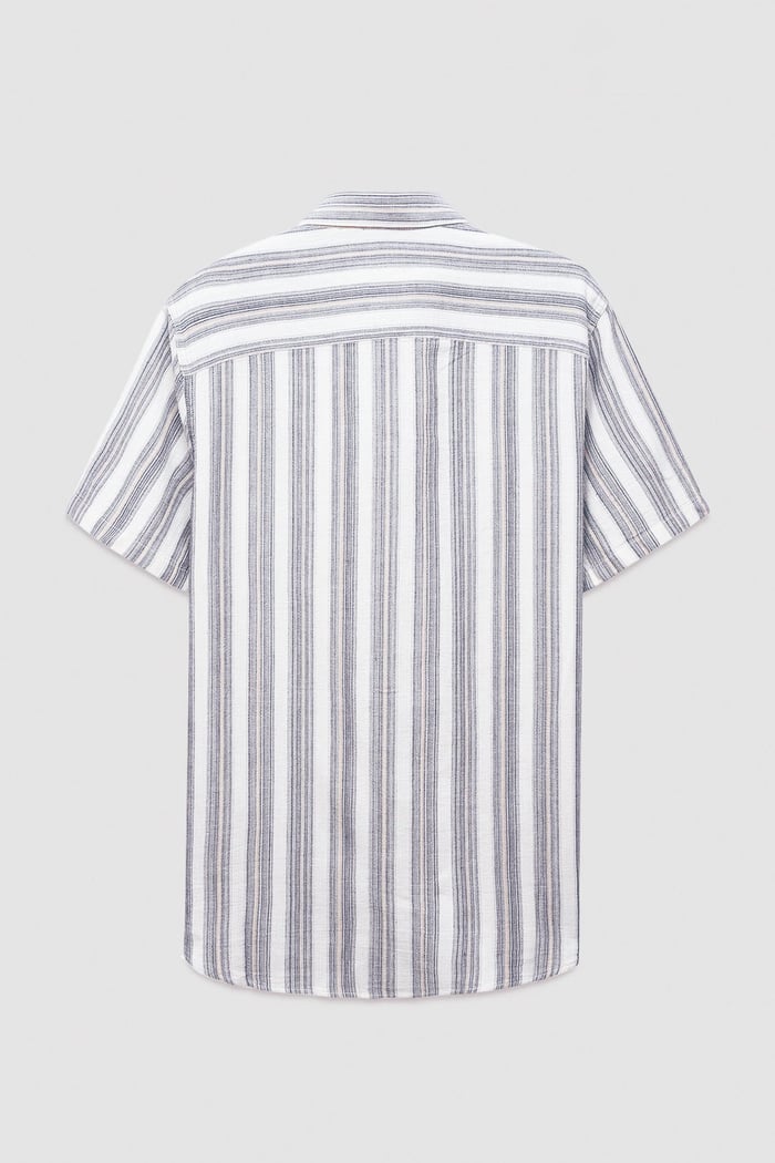 Smoke Stripe Kent Collar Short Sleeve Shirt