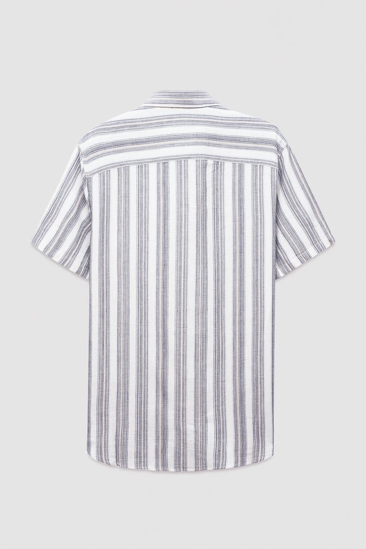 Smoke Stripe Kent Collar Short Sleeve Shirt