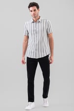 Smoke Stripe Kent Collar Short Sleeve Shirt