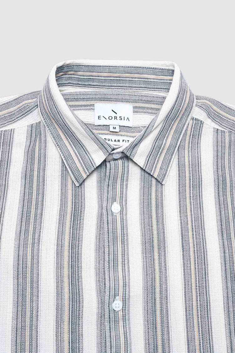 Smoke Stripe Kent Collar Short Sleeve Shirt