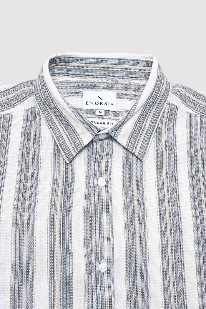 Smoke Stripe Kent Collar Short Sleeve Shirt
