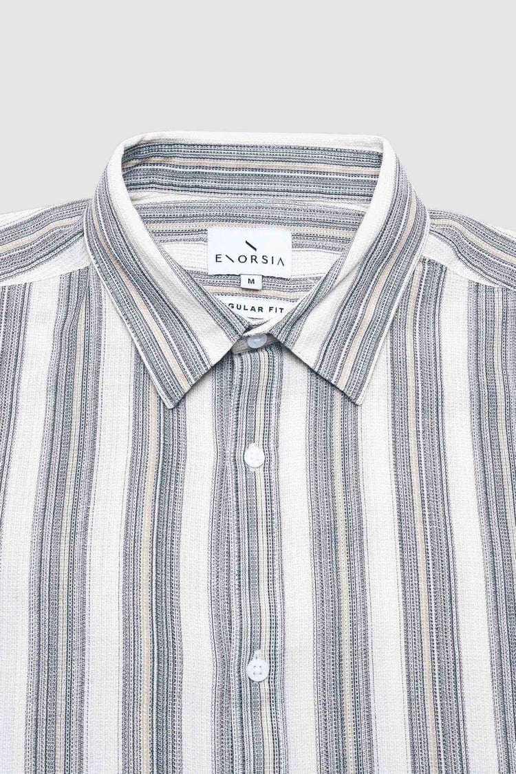 Smoke Stripe Kent Collar Short Sleeve Shirt