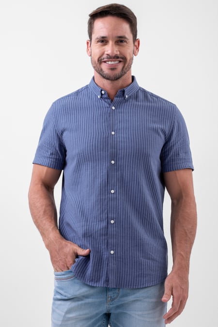 Grey Stripe Short Sleeve Shirt