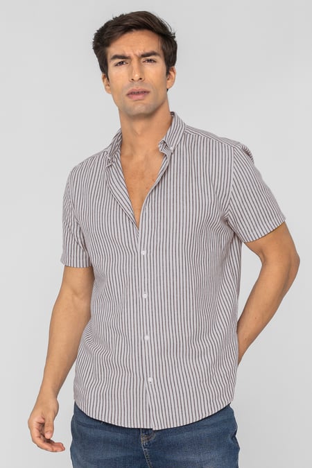 Grey Stripe Short Sleeve Shirt
