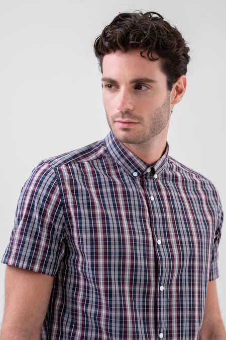 Navy Button Down Short Sleeve Shirt