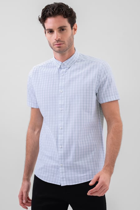 Sky Button Down Short Sleeve Shirt