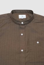 Men Grandad Collar Short Sleeve Shirt