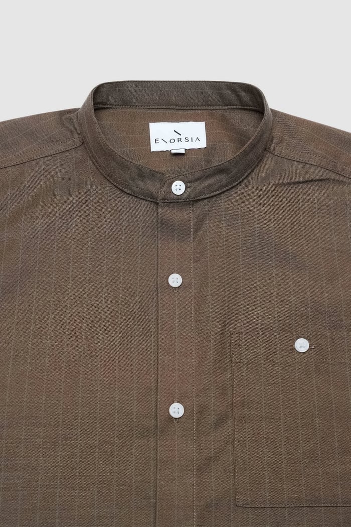 Men Grandad Collar Short Sleeve Shirt