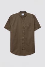 Men Grandad Collar Short Sleeve Shirt