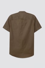 Men Grandad Collar Short Sleeve Shirt