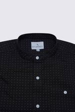 Printed Grandad Collar Short Sleeve Shirt