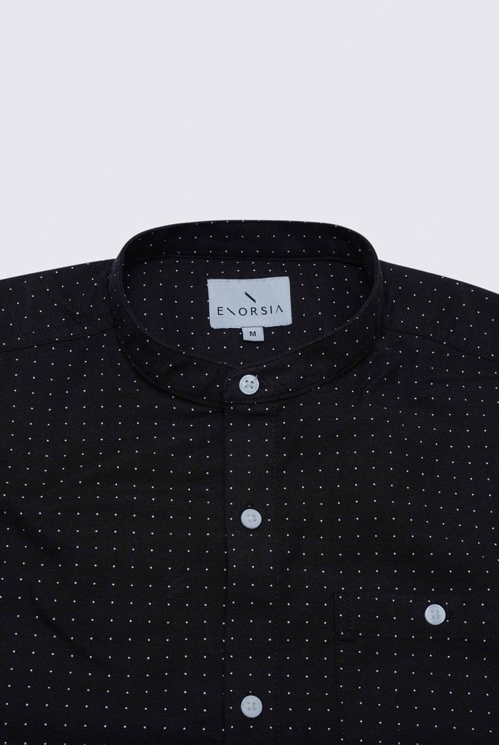 Printed Grandad Collar Short Sleeve Shirt