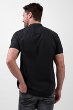 Printed Grandad Collar Short Sleeve Shirt