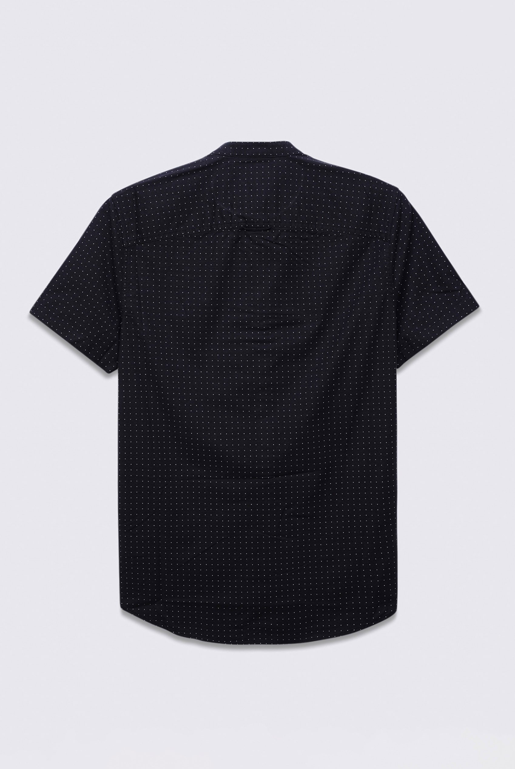 Printed Grandad Collar Short Sleeve Shirt