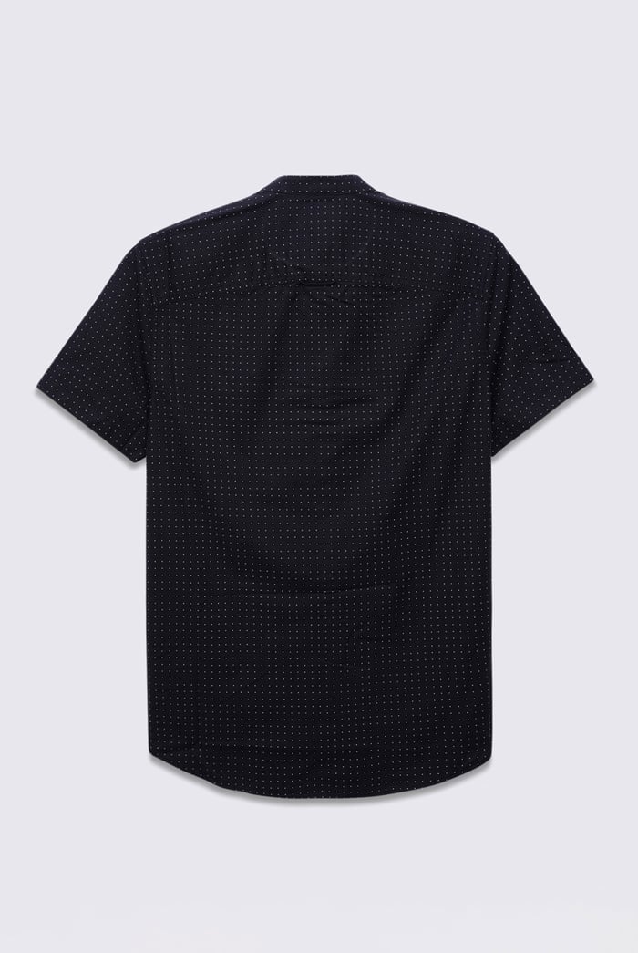 Printed Grandad Collar Short Sleeve Shirt