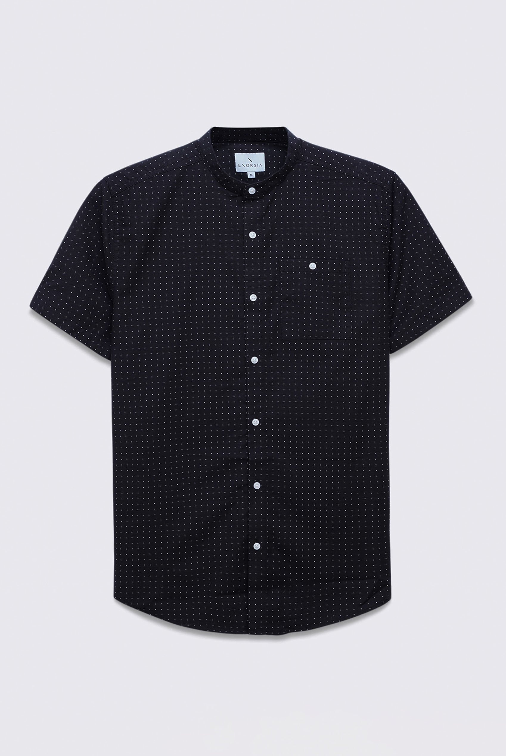 Printed Grandad Collar Short Sleeve Shirt