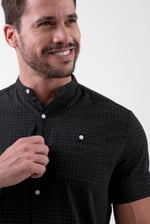 Printed Grandad Collar Short Sleeve Shirt